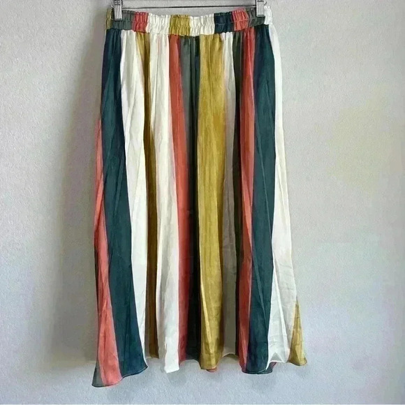 Mystree Women’s Satin Silk Colorful Stripes Skirt Size M NWT - Picture 4 of 9